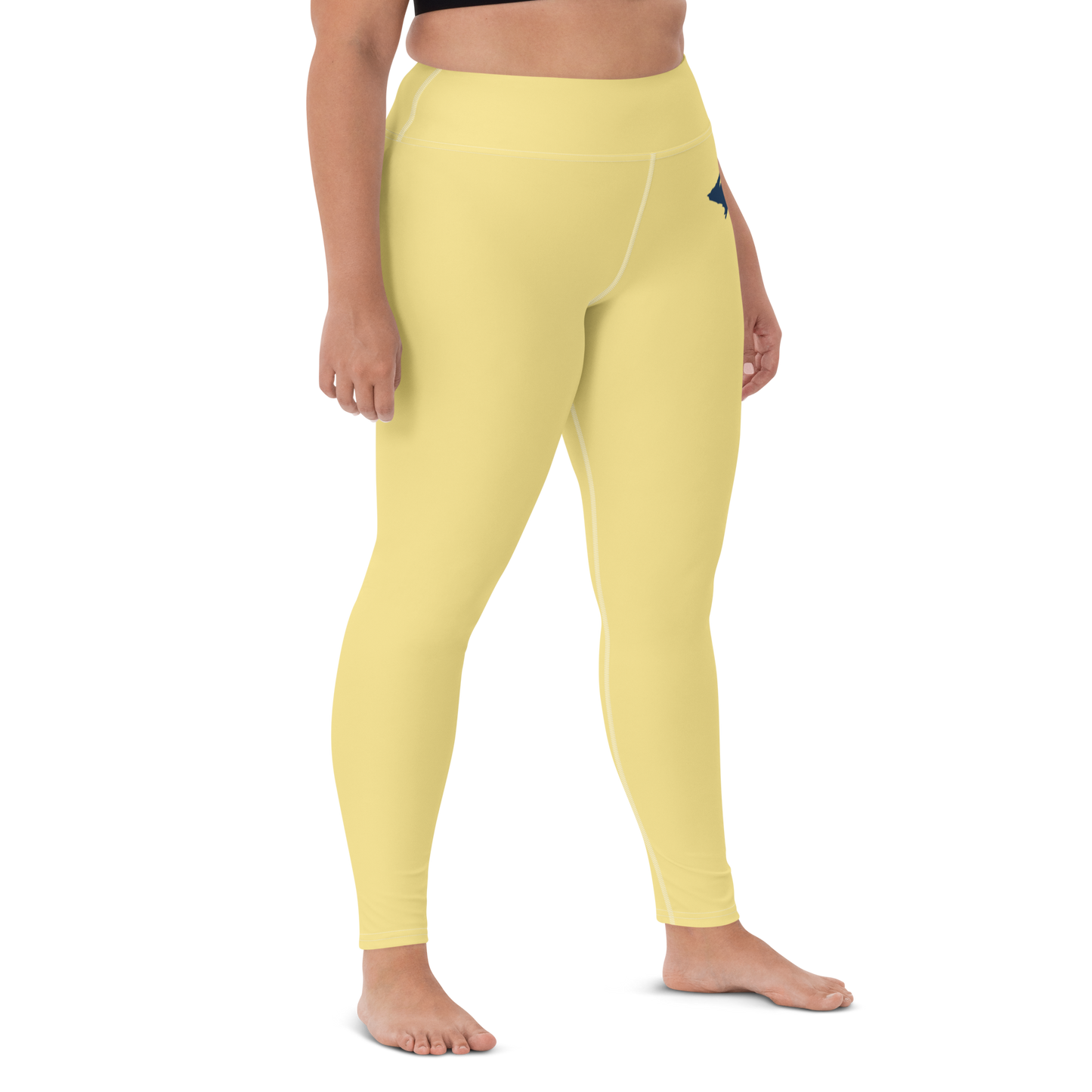 Michigan Upper Peninsula Yoga Leggings (w/ UP Outline) | Cherry Yellow