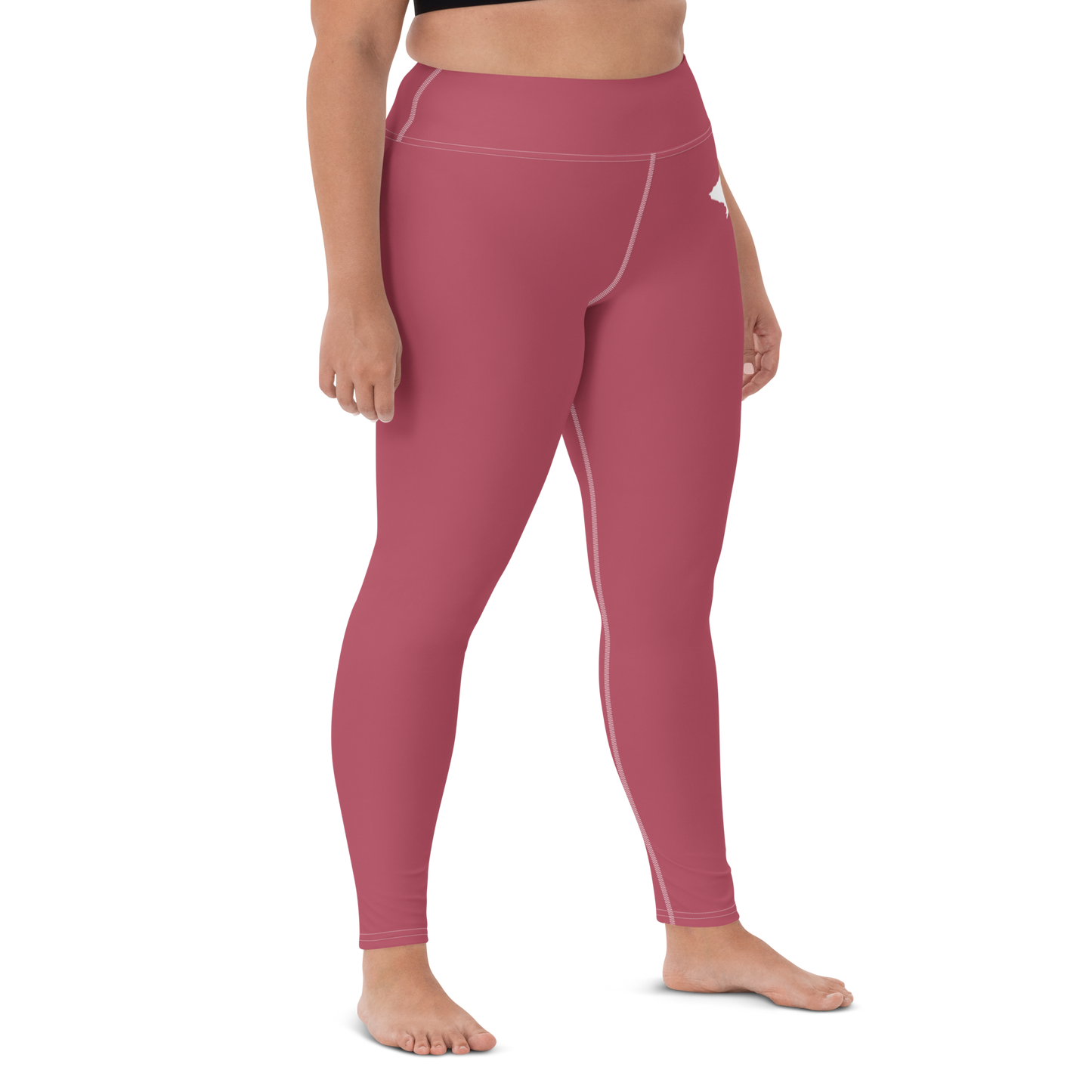 Michigan Upper Peninsula Yoga Leggings (w/ UP Outline) | Popstar Pink