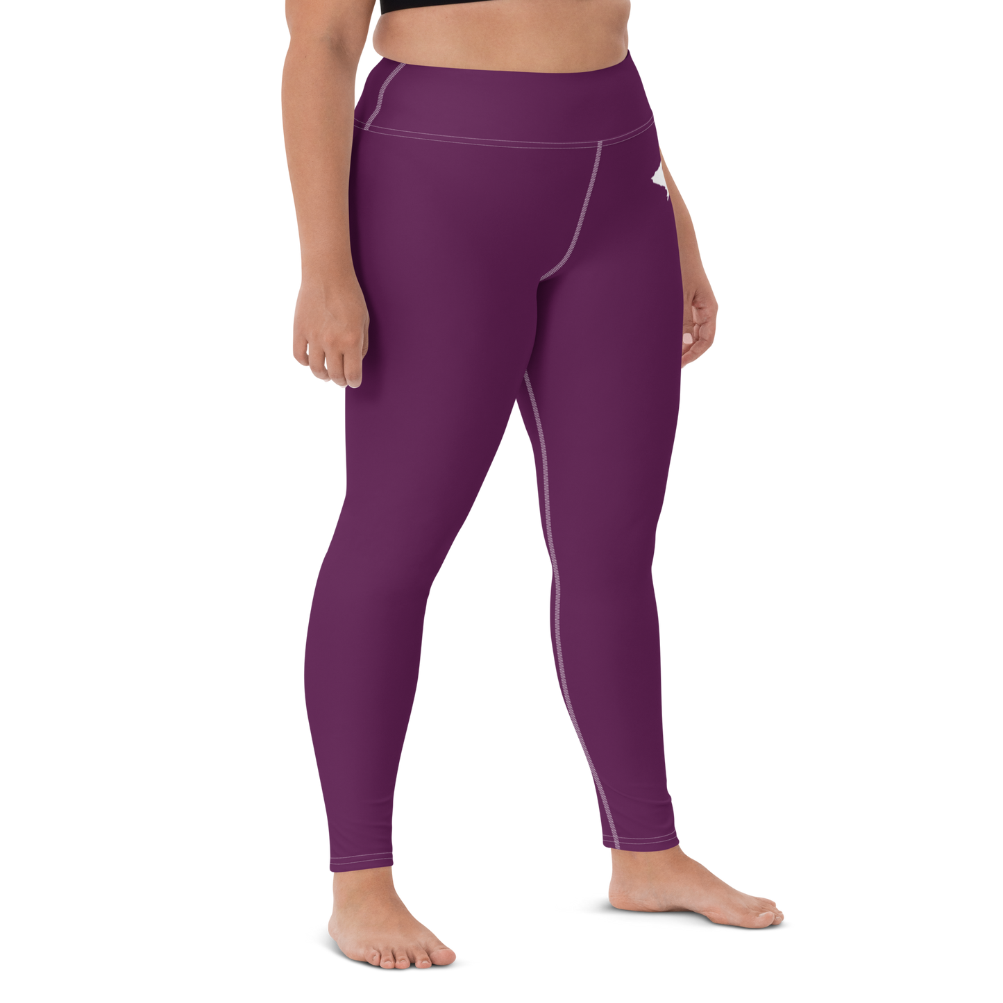 Michigan Upper Peninsula Yoga Leggings (w/ UP Outline) | Tyrian Purple