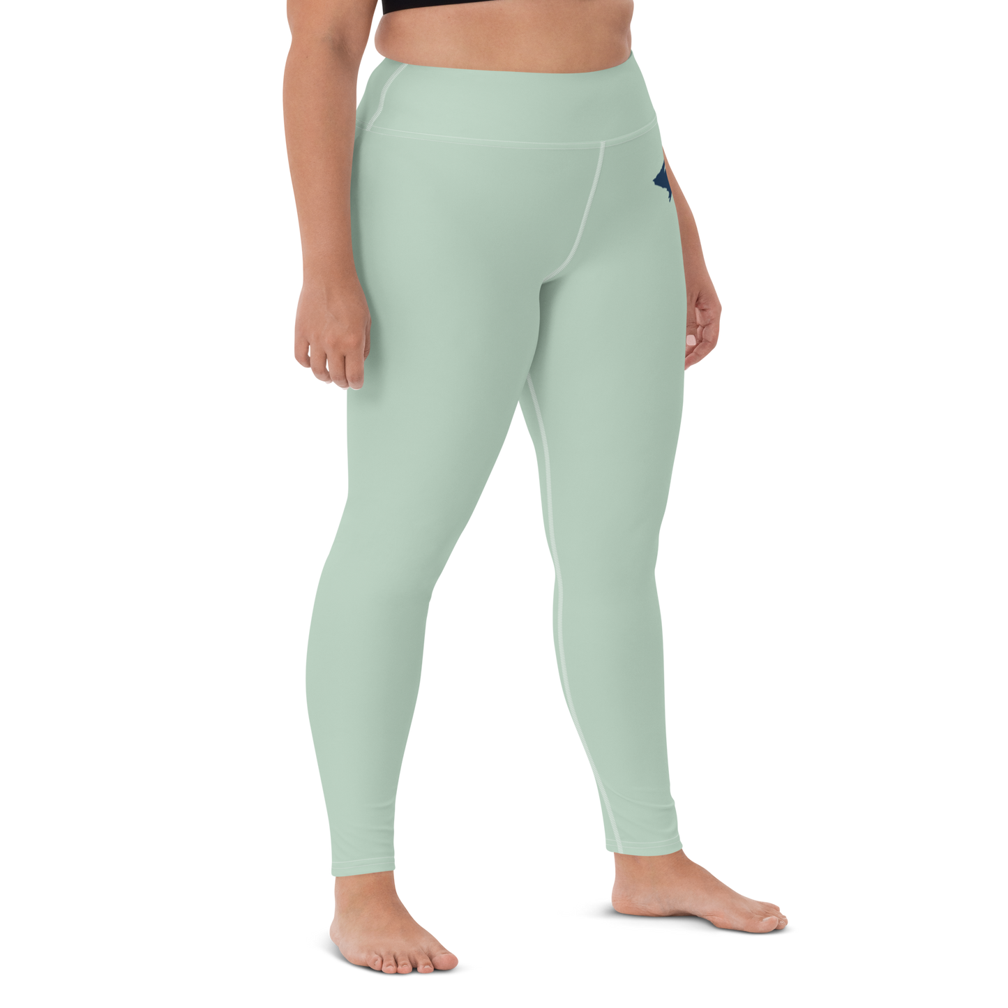 Michigan Upper Peninsula Yoga Leggings (w/ UP Outline) | Sea Green