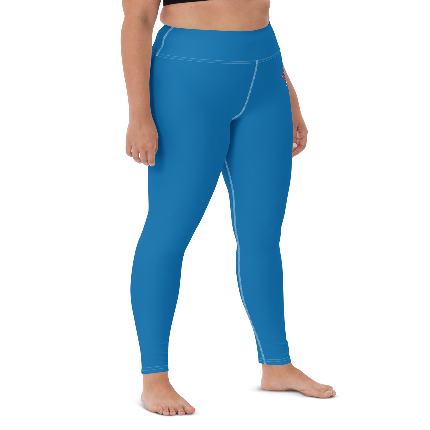 Michigan Upper Peninsula Yoga Leggings (w/ UP USA Flag) | Azure