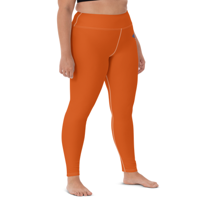 Michigan Upper Peninsula Yoga Leggings (w/ UP USA Flag) | Maple Leaf Orange