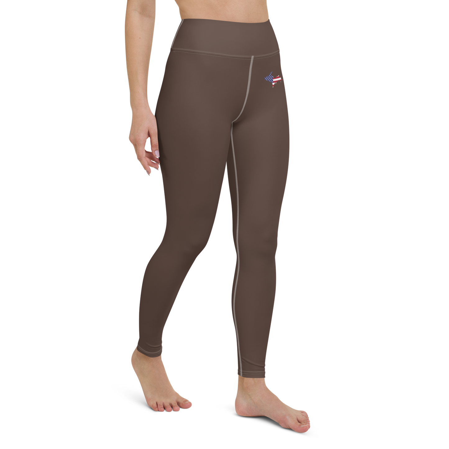 Michigan Upper Peninsula Yoga Leggings (w/ UP USA Flag) | Hickory Color