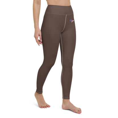 Michigan Upper Peninsula Yoga Leggings (w/ UP USA Flag) | Hickory Color