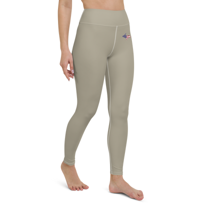 Michigan Upper Peninsula Yoga Leggings (w/ UP USA Flag) | Petoskey Stone Beige