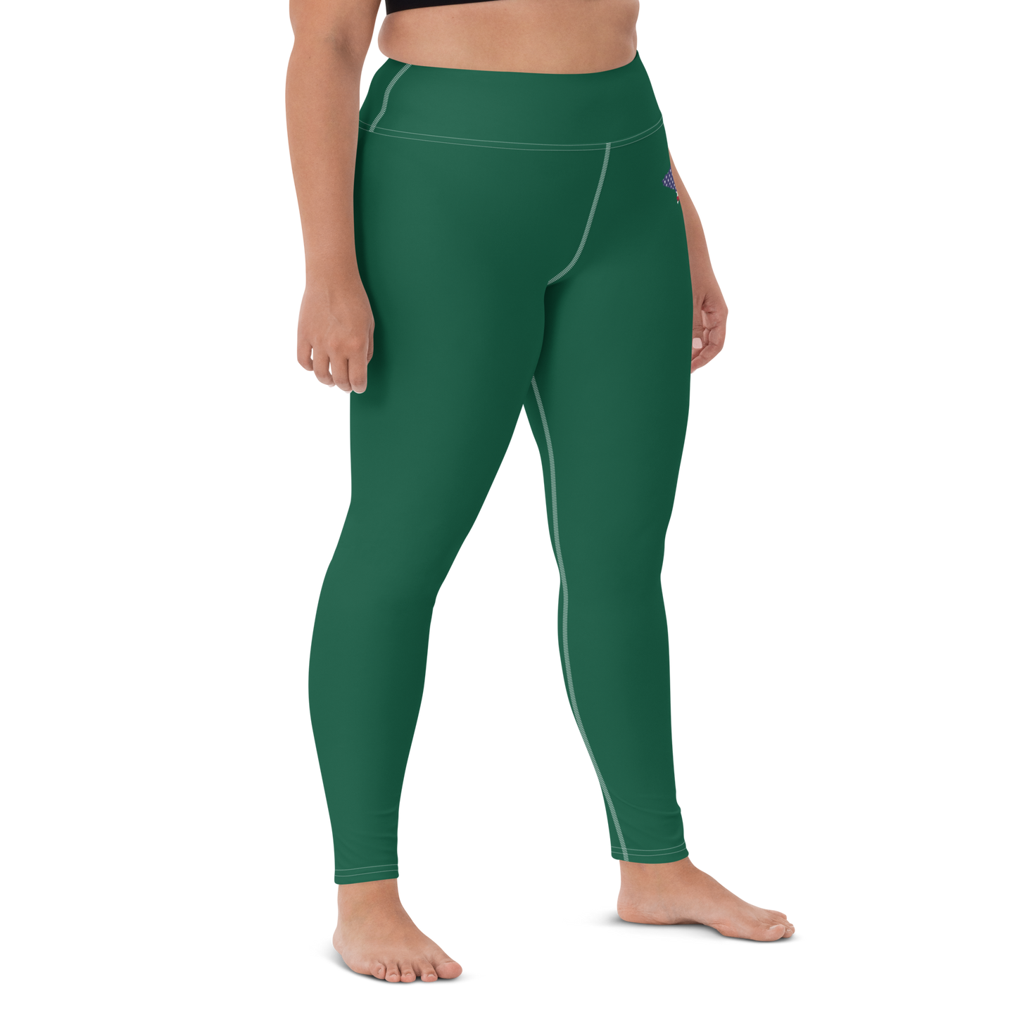 Michigan Upper Peninsula Yoga Leggings (w/ UP USA Flag) | Superior Green