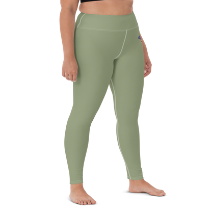 Michigan Upper Peninsula Yoga Leggings (w/ UP USA Flag) | Beachgrass Green