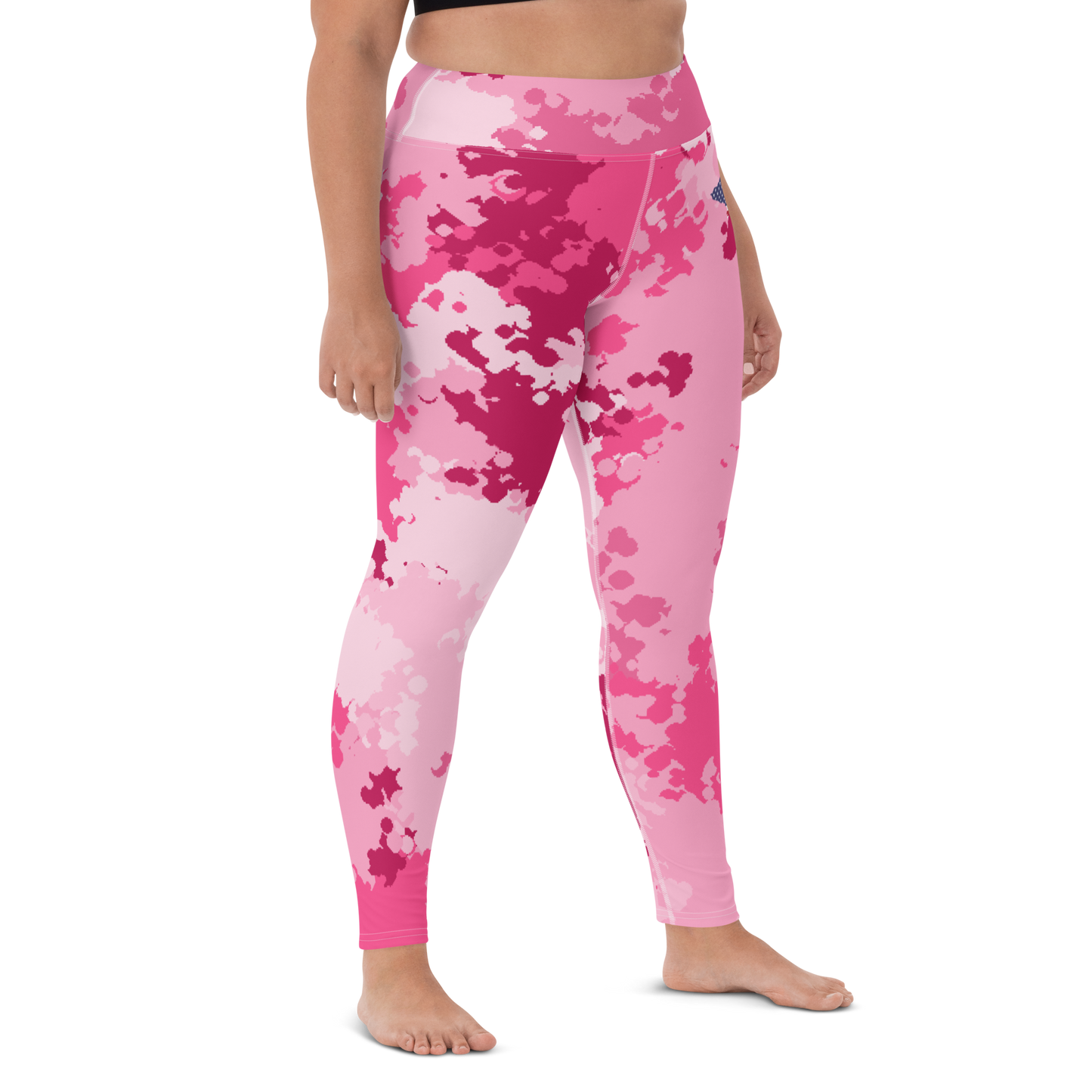 Michigan Upper Peninsula Yoga Leggings (w/ UP USA Flag) | Pink Camo