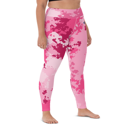 Michigan Upper Peninsula Yoga Leggings (w/ UP USA Flag) | Pink Camo