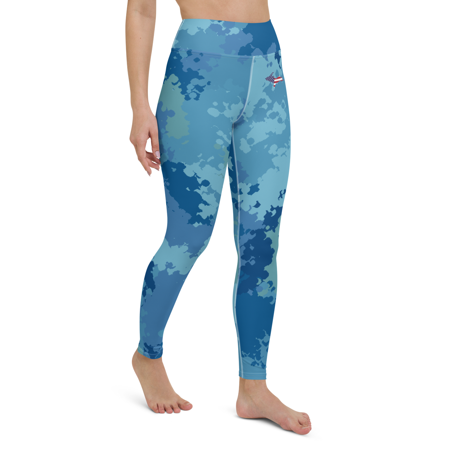 Michigan Upper Peninsula Yoga Leggings (w/ UP USA Flag) | Great Lakes Camo