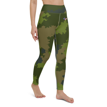 Michigan Upper Peninsula Yoga Leggings (w/ UP USA Flag) | Woodland Camo