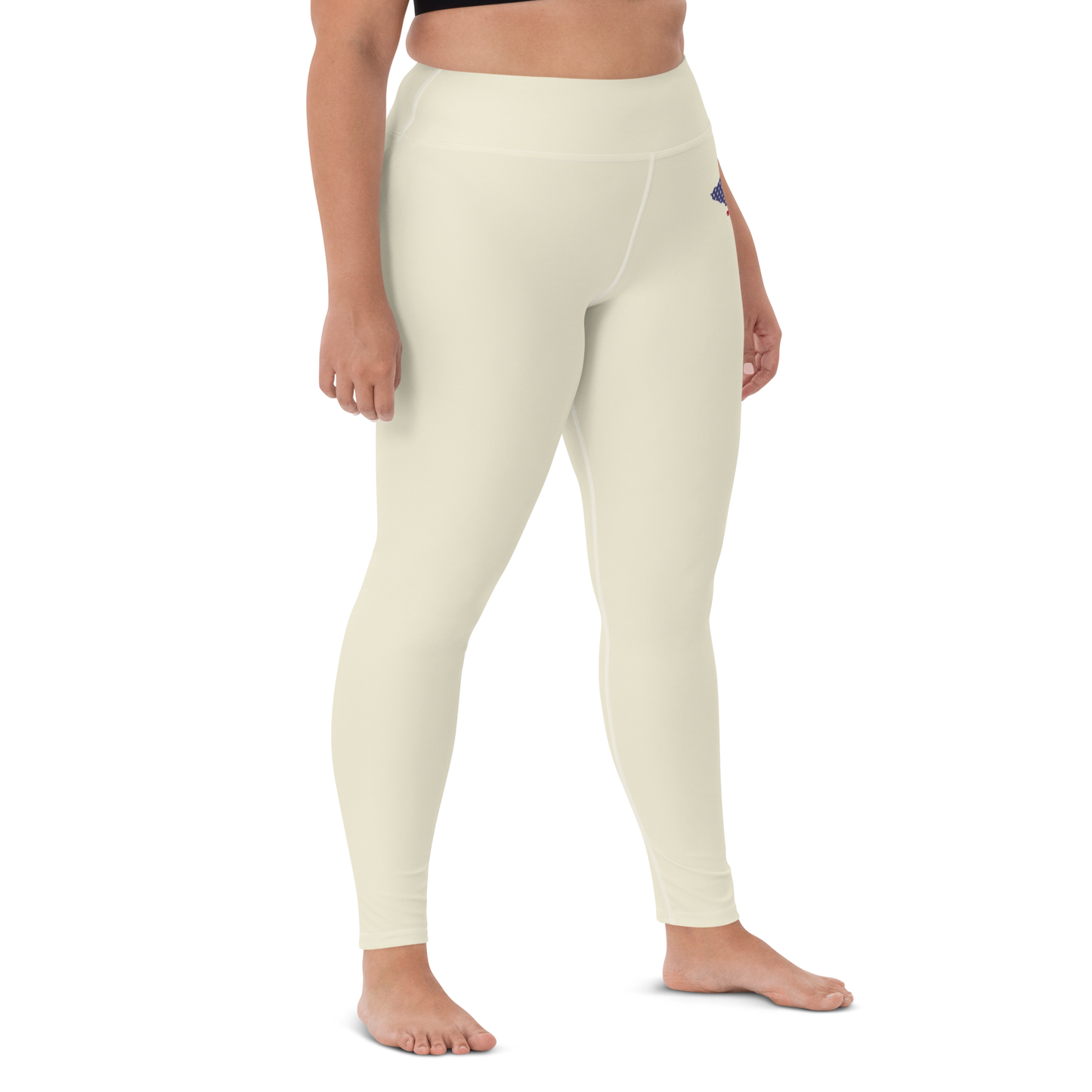 Michigan Upper Peninsula Yoga Leggings (w/ UP USA Flag) | Ivory White