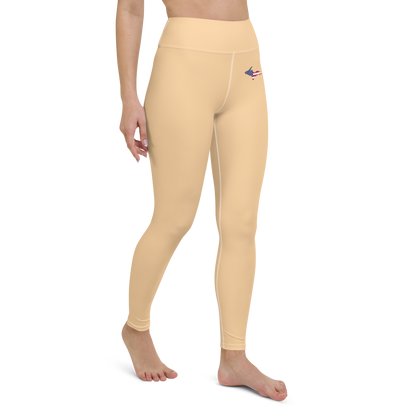 Michigan Upper Peninsula Yoga Leggings (w/ UP USA Flag) | Pale Apricot