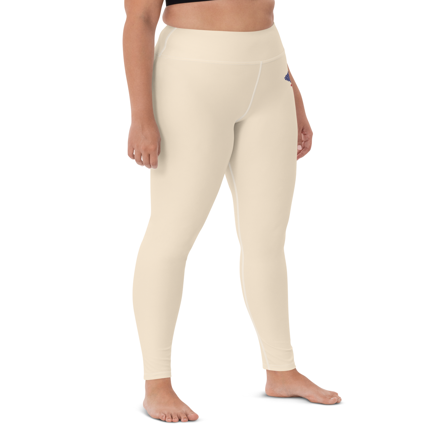 Michigan Upper Peninsula Yoga Leggings (w/ UP USA Flag) | Champagne White