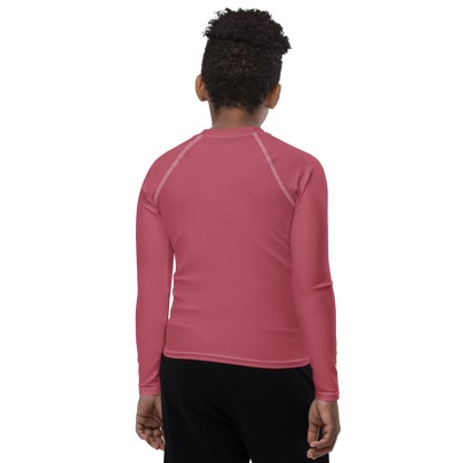 Michigan Upper Peninsula Rash Guard (w/ UP Outline) | Youth - Popstar Pink