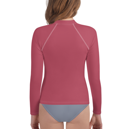 Michigan Upper Peninsula Rash Guard (w/ UP Outline) | Youth - Popstar Pink