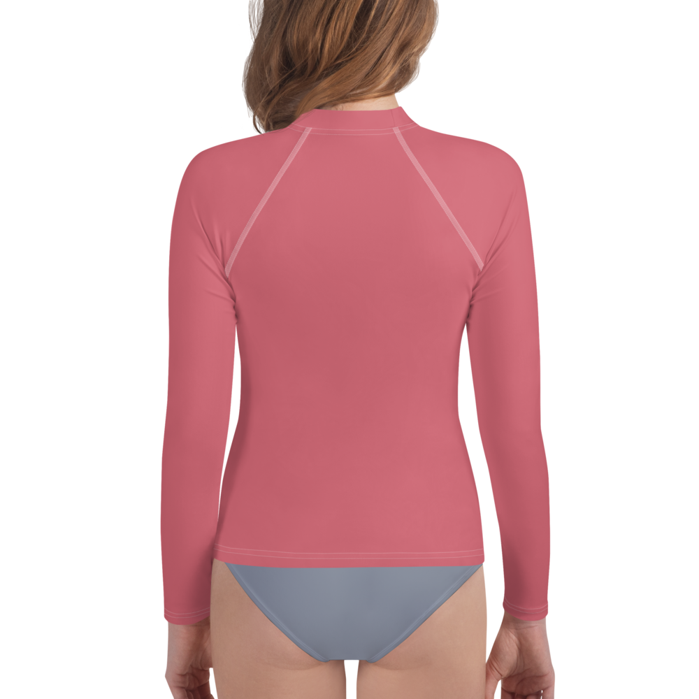 Michigan Upper Peninsula Rash Guard (w/ UP Outline) | Youth - Watermelon Pink