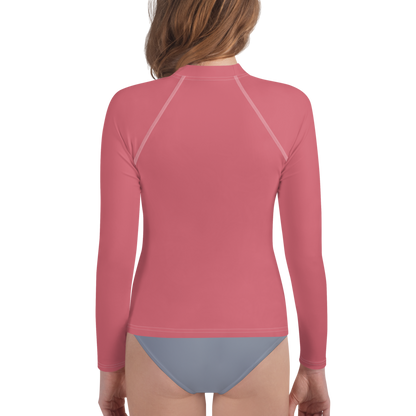 Michigan Upper Peninsula Rash Guard (w/ UP Outline) | Youth - Watermelon Pink