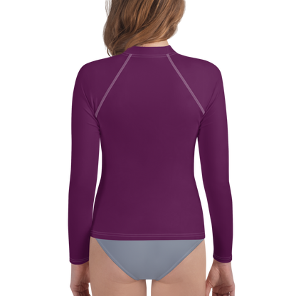 Michigan Upper Peninsula Rash Guard (w/ UP Outline) | Youth - Tyrian Purple