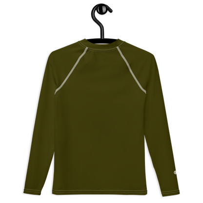 Michigan Upper Peninsula Rash Guard (w/ UP Outline) | Youth - Military Green