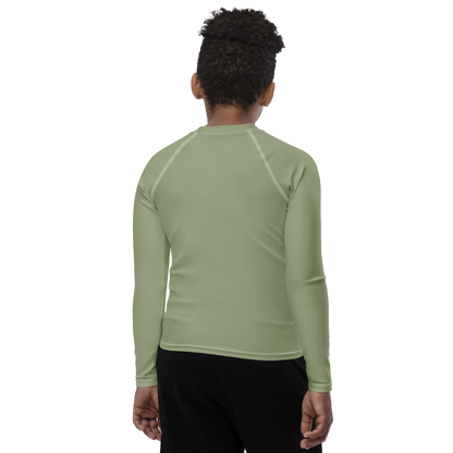 Michigan Upper Peninsula Rash Guard (w/ UP Outline) | Youth - Beachgrass Green