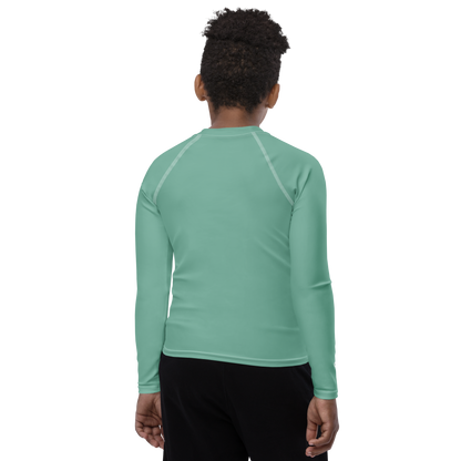 Michigan Upper Peninsula Rash Guard (w/ UP Outline) | Youth - Metallic Mint Green