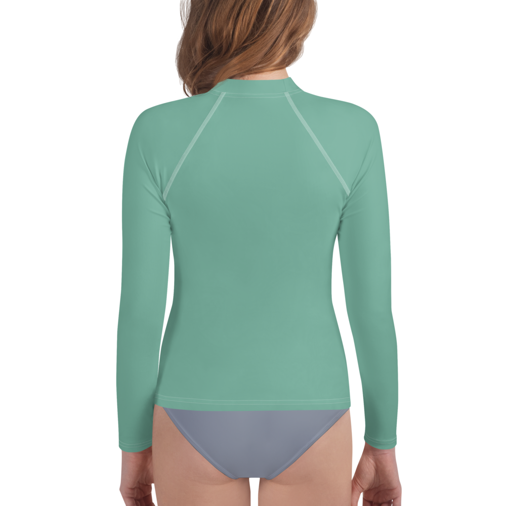 Michigan Upper Peninsula Rash Guard (w/ UP Outline) | Youth - Metallic Mint Green