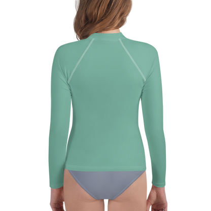 Michigan Upper Peninsula Rash Guard (w/ UP Outline) | Youth - Metallic Mint Green