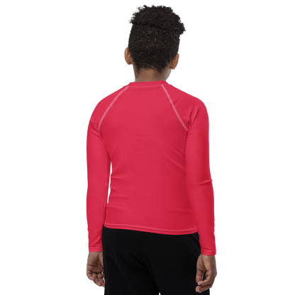 Michigan Upper Peninsula Rash Guard (w/ UP Outline) | Youth - Lighthouse Red