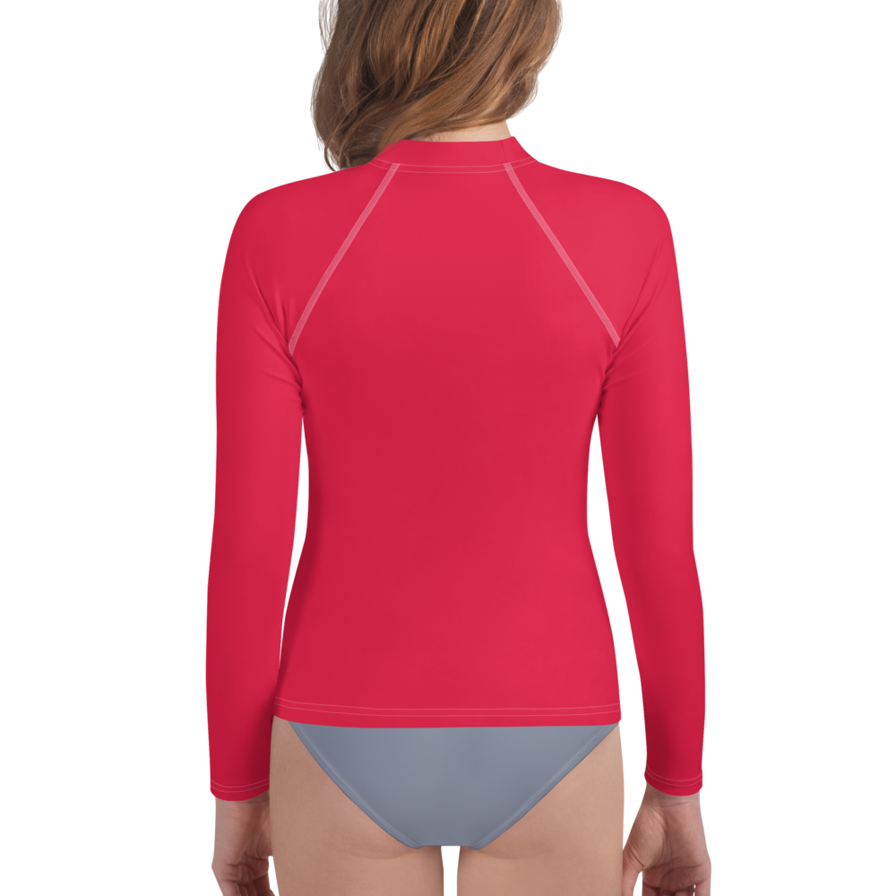 Michigan Upper Peninsula Rash Guard (w/ UP Outline) | Youth - Lighthouse Red