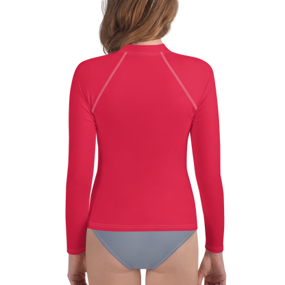 Michigan Upper Peninsula Rash Guard (w/ UP Outline) | Youth - Lighthouse Red