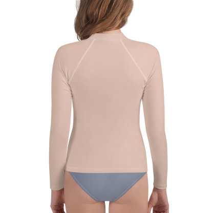 Michigan Upper Peninsula Rash Guard (w/ UP Outline) | Youth - Rose Gold