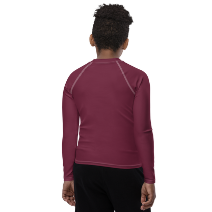 Michigan Upper Peninsula Rash Guard (w/ UP Outline) | Youth - Old Mission Burgundy