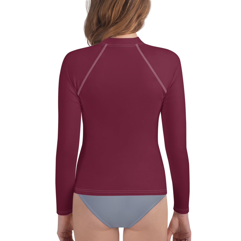 Michigan Upper Peninsula Rash Guard (w/ UP Outline) | Youth - Old Mission Burgundy