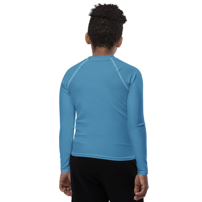 Michigan Upper Peninsula Rash Guard (w/ UP Outline) | Youth - Lake Michigan Blue