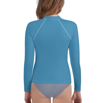 Michigan Upper Peninsula Rash Guard (w/ UP Outline) | Youth - Lake Michigan Blue