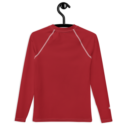 Michigan Upper Peninsula Rash Guard (w/ UP Outline) | Youth - Thimbleberry Red