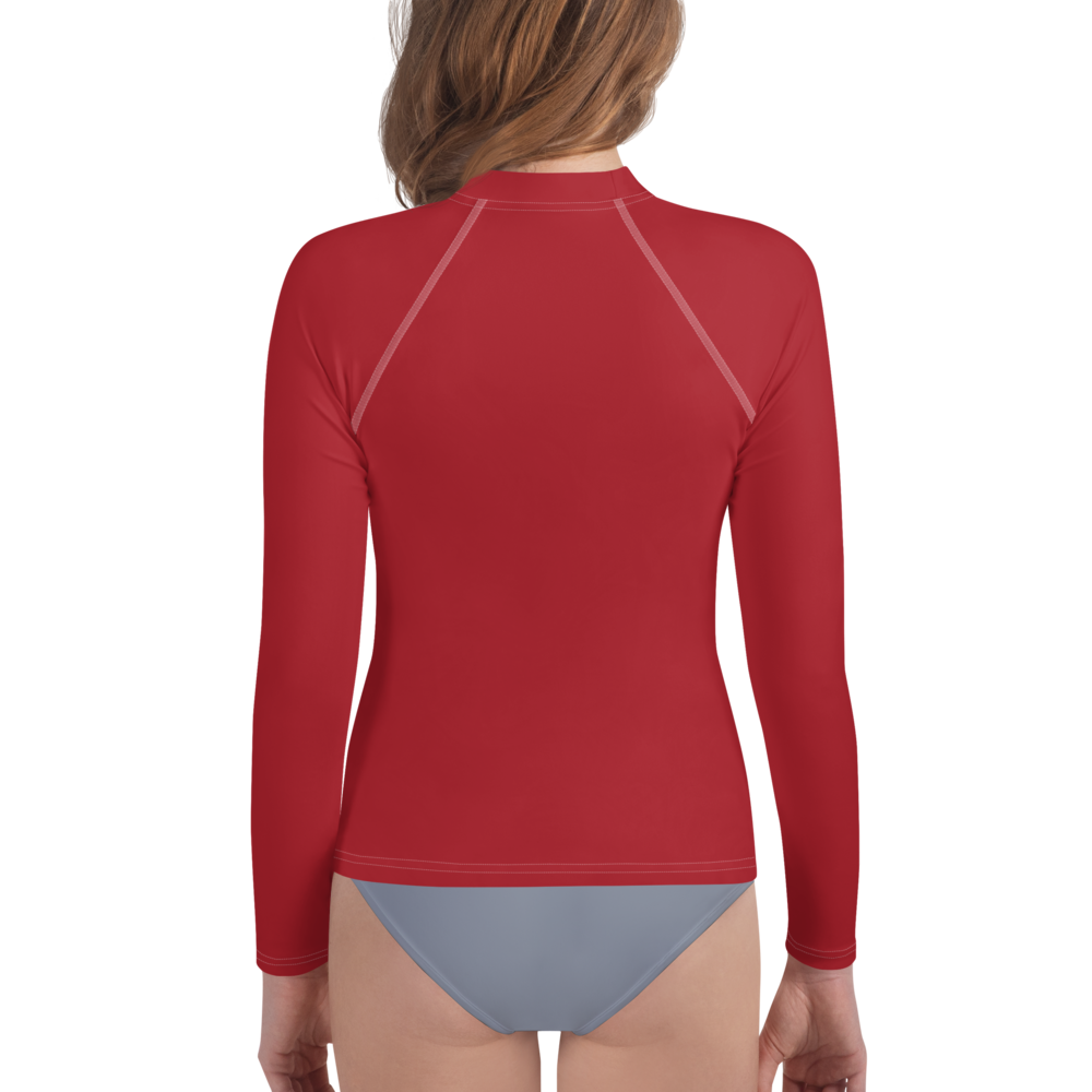 Michigan Upper Peninsula Rash Guard (w/ UP Outline) | Youth - Thimbleberry Red