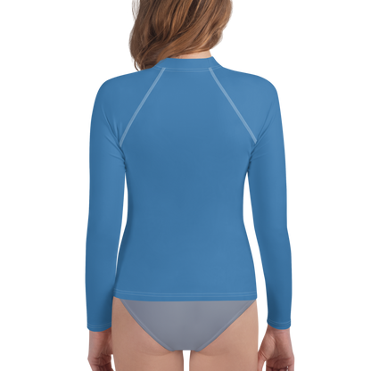 Michigan Upper Peninsula Rash Guard (w/ UP Outline) | Youth - Lake Superior Blue