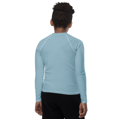 Michigan Upper Peninsula Rash Guard (w/ UP Outline) | Youth - Opal Blue