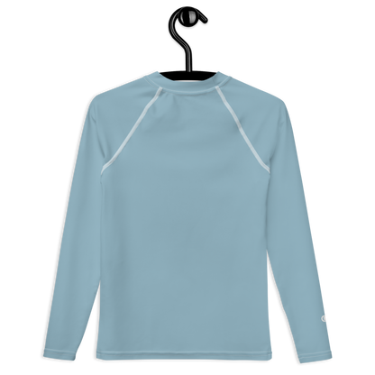 Michigan Upper Peninsula Rash Guard (w/ UP Outline) | Youth - Opal Blue