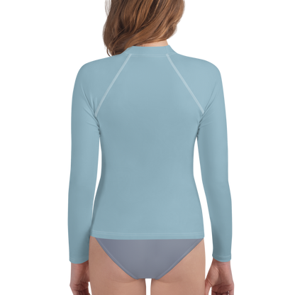 Michigan Upper Peninsula Rash Guard (w/ UP Outline) | Youth - Opal Blue