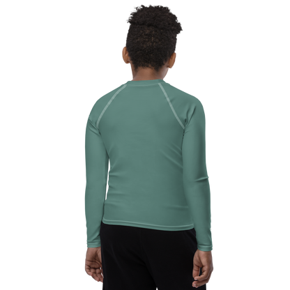 Michigan Upper Peninsula Rash Guard (w/ UP Outline) | Youth - Copper Green