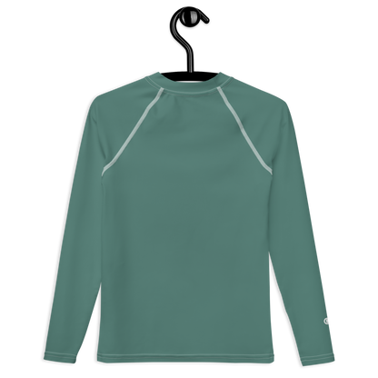 Michigan Upper Peninsula Rash Guard (w/ UP Outline) | Youth - Copper Green