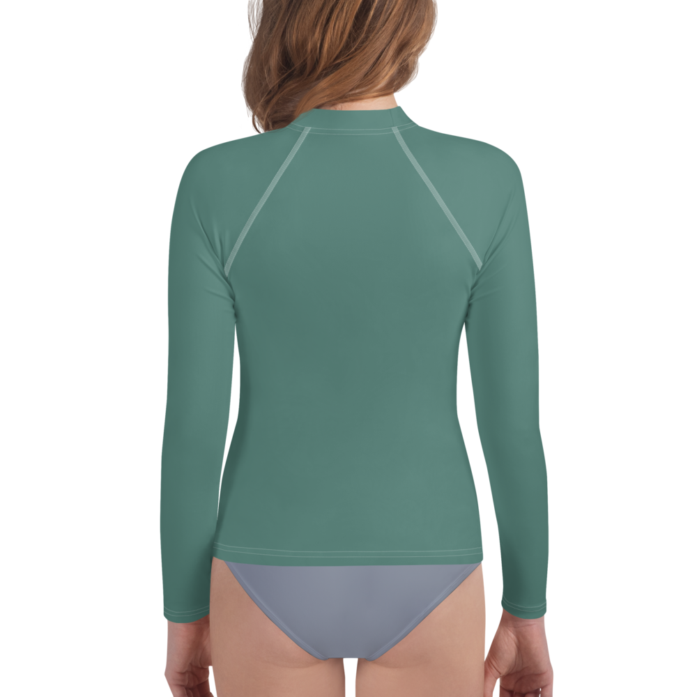 Michigan Upper Peninsula Rash Guard (w/ UP Outline) | Youth - Copper Green