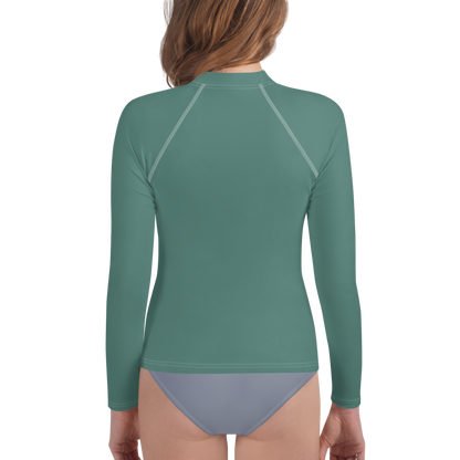 Michigan Upper Peninsula Rash Guard (w/ UP Outline) | Youth - Copper Green