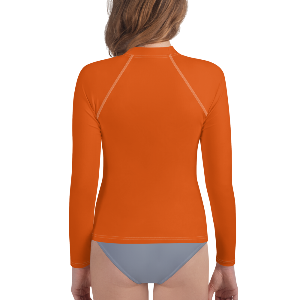 Michigan Upper Peninsula Rash Guard (w/ UP Outline) | Youth - Maple Leaf Orange