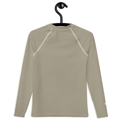 Michigan Upper Peninsula Rash Guard (w/ UP Outline) | Youth - Petoskey Stone Beige