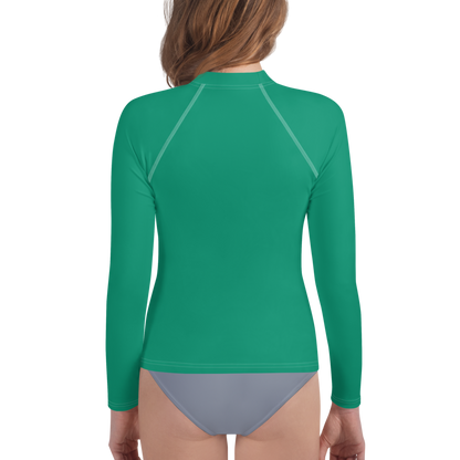 Michigan Upper Peninsula Rash Guard (w/ UP Outline) | Youth - Emerald Green