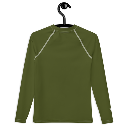 Michigan Upper Peninsula Rash Guard (w/ UP Outline) | Youth - Army Green